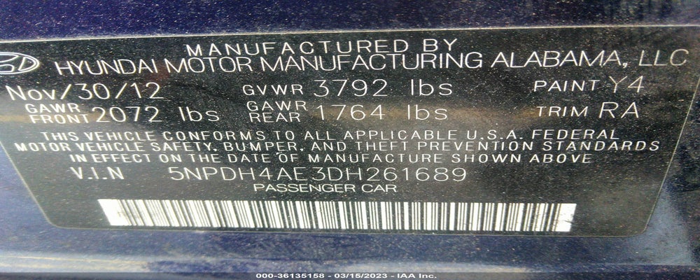 5NPDH4AE3DH261689 2013 HYUNDAI ELANTRA photo no. 9