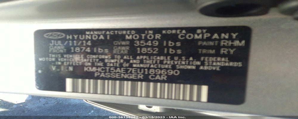 KMHCT5AE7EU189690 2014 HYUNDAI ACCENT photo no. 9
