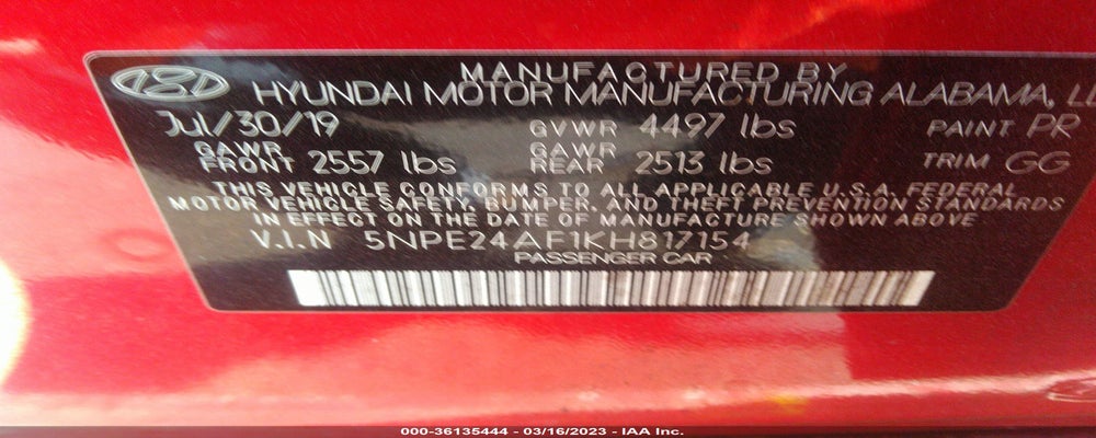 5NPE24AF1KH817154 2019 HYUNDAI SONATA photo no. 9