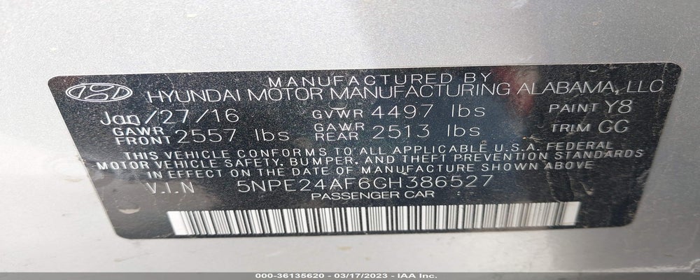 5NPE24AF6GH386527 2016 HYUNDAI SONATA photo no. 9