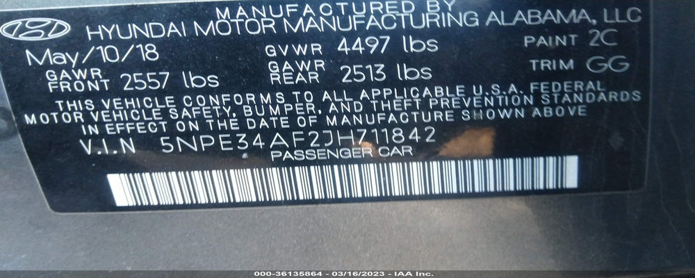 5NPE34AF2JH711842 2018 HYUNDAI SONATA photo no. 9