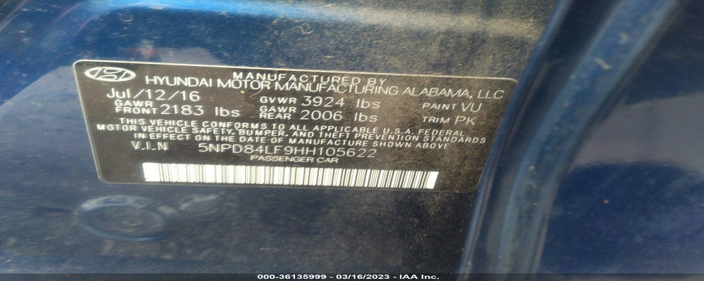 5NPD84LF9HH105622 2017 HYUNDAI ELANTRA photo no. 9