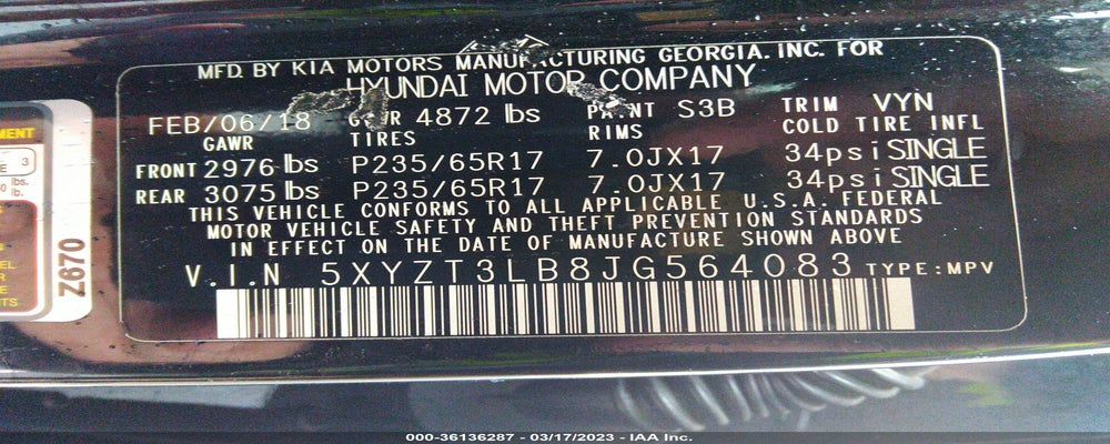 5XYZT3LB8JG564083 2018 HYUNDAI SANTA FE SPORT photo no. 9