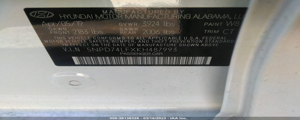 5NPD74LFXKH487993 2019 HYUNDAI ELANTRA photo no. 9