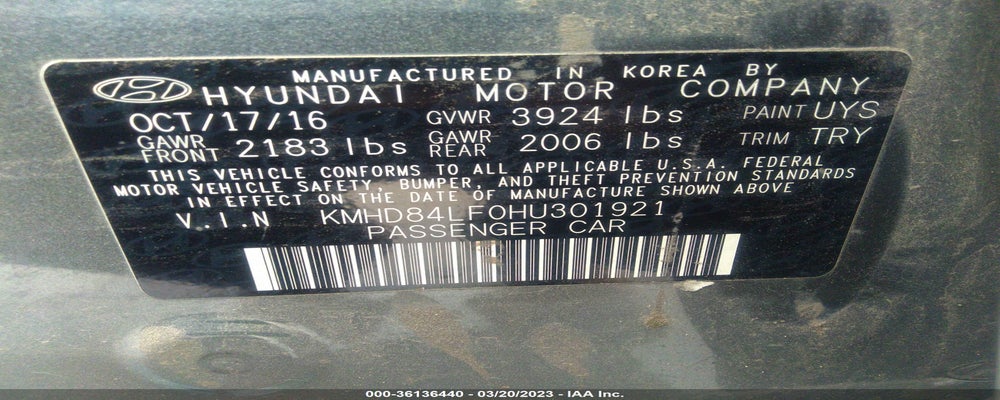 KMHD84LF0HU301921 2017 HYUNDAI ELANTRA photo no. 9