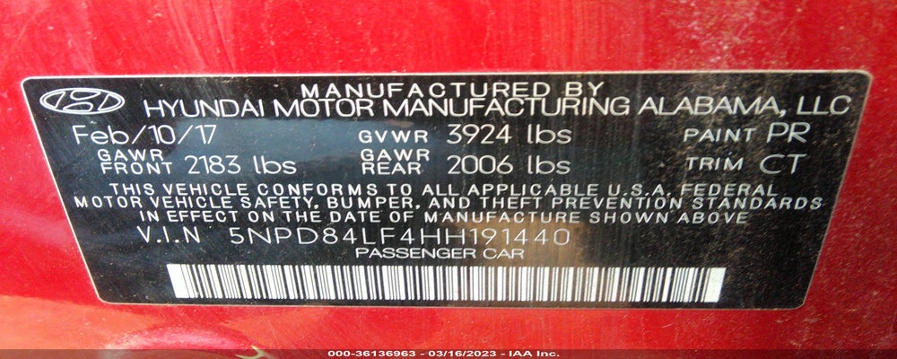 5NPD84LF4HH191440 2017 HYUNDAI ELANTRA photo no. 9
