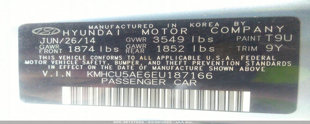 KMHCU5AE6EU187166 2014 HYUNDAI ACCENT photo no. 9