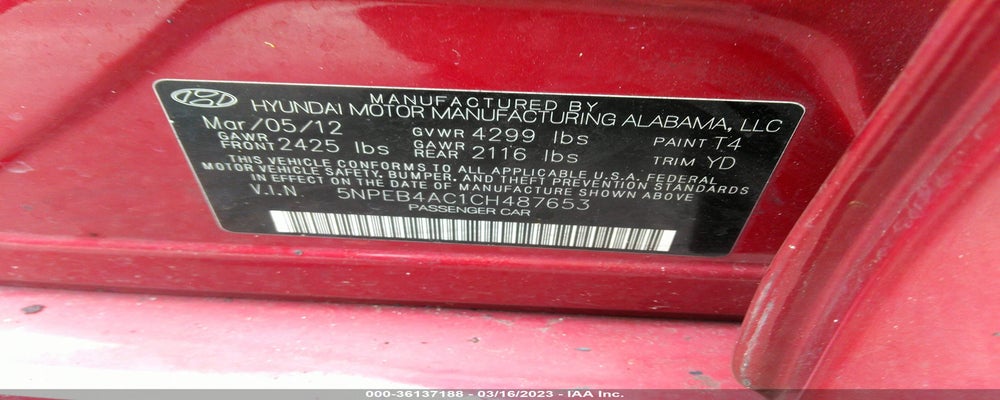 5NPEB4AC1CH487653 2012 HYUNDAI SONATA photo no. 9