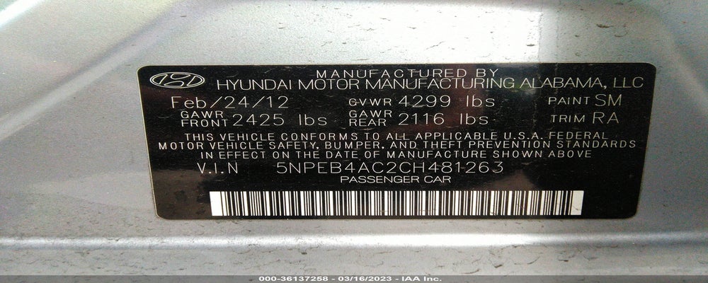 5NPEB4AC2CH481263 2012 HYUNDAI SONATA photo no. 9