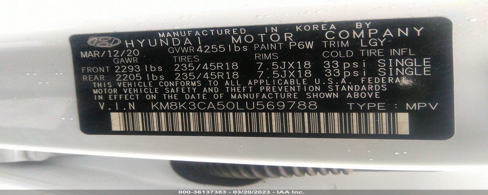 KM8K3CA50LU569788 2020 HYUNDAI KONA photo no. 9