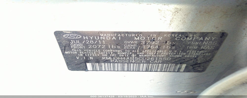 KMHDH4AE5CU261550 2012 HYUNDAI ELANTRA photo no. 9