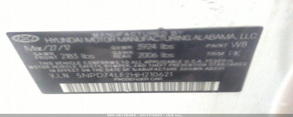 5NPD74LF2HH210621 2017 HYUNDAI ELANTRA photo no. 9