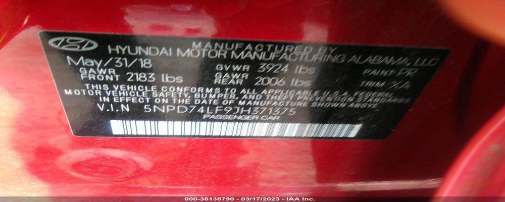 5NPD74LF9JH371375 2018 HYUNDAI ELANTRA photo no. 9