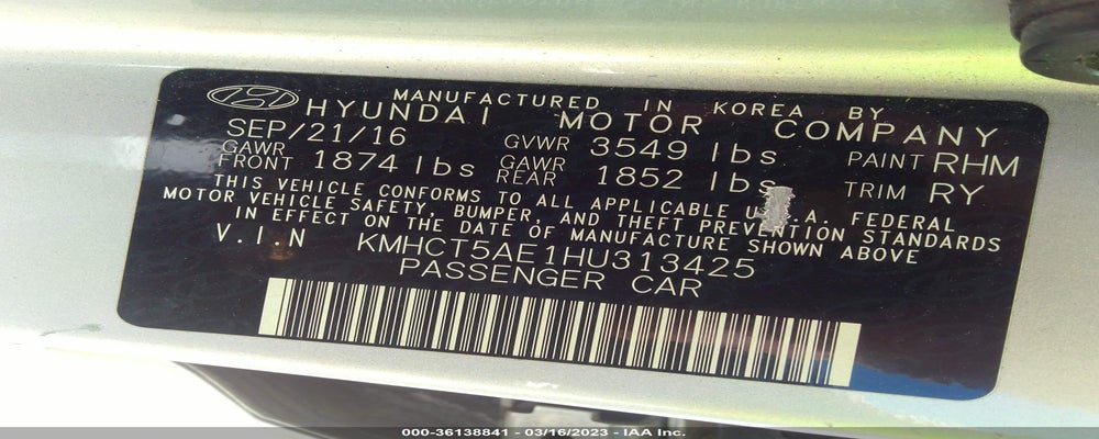 KMHCT5AE1HU313425 2017 HYUNDAI ACCENT photo no. 9