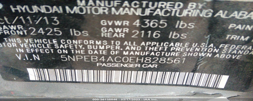 5NPEB4AC0EH828561 2014 HYUNDAI SONATA photo no. 9