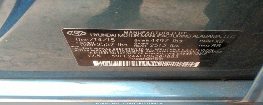 5NPE24AF1GH364953 2016 HYUNDAI SONATA photo no. 9