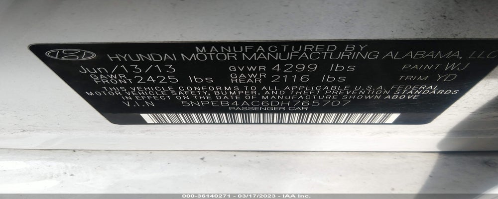 5NPEB4AC6DH765707 2013 HYUNDAI SONATA photo no. 9