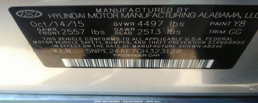 5NPE24AF7GH323128 2016 HYUNDAI SONATA photo no. 9