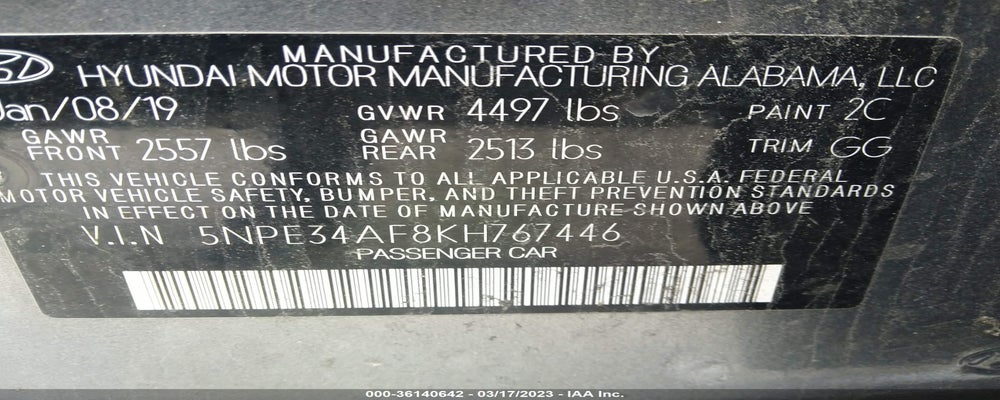 5NPE34AF8KH767446 2019 HYUNDAI SONATA photo no. 9