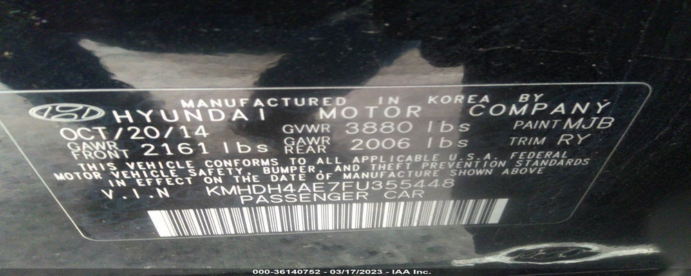 KMHDH4AE7FU355448 2015 HYUNDAI ELANTRA photo no. 9