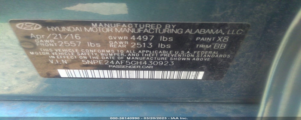 5NPE24AF5GH430923 2016 HYUNDAI SONATA photo no. 9