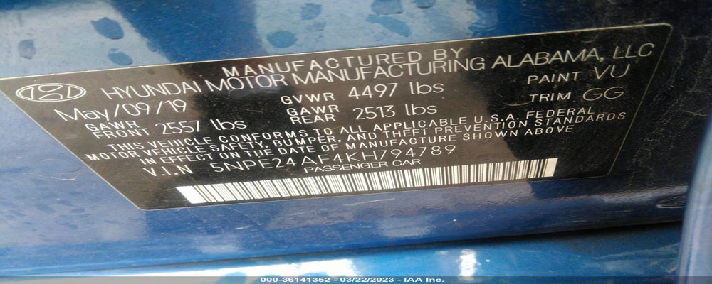 5NPE24AF4KH794789 2019 HYUNDAI SONATA photo no. 9