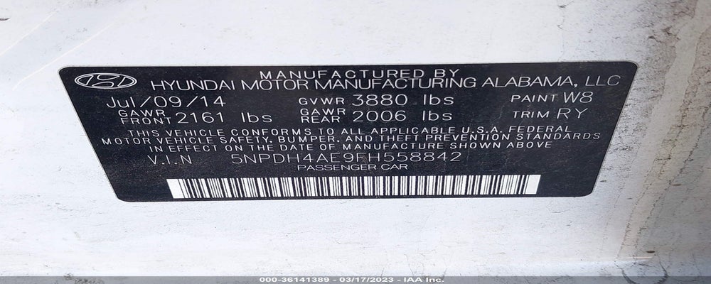 5NPDH4AE9FH558842 2015 HYUNDAI ELANTRA photo no. 9