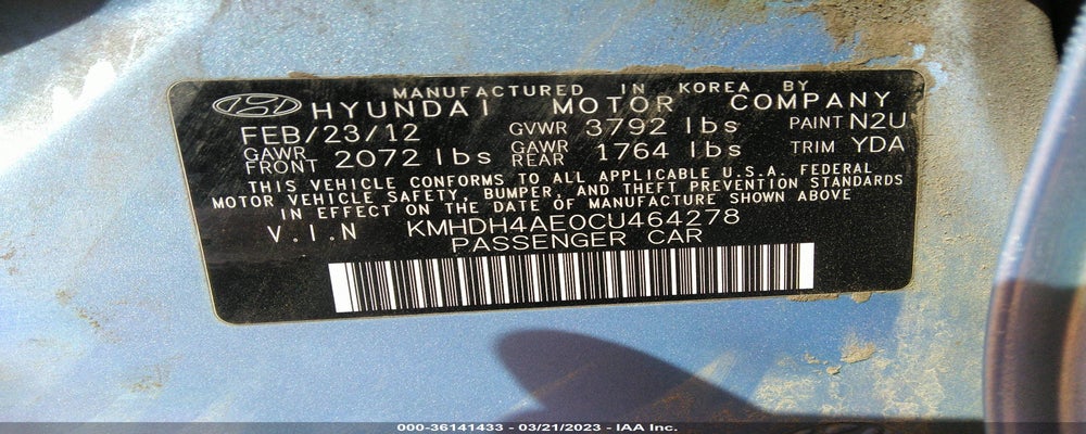 KMHDH4AE0CU464278 2012 HYUNDAI ELANTRA photo no. 9