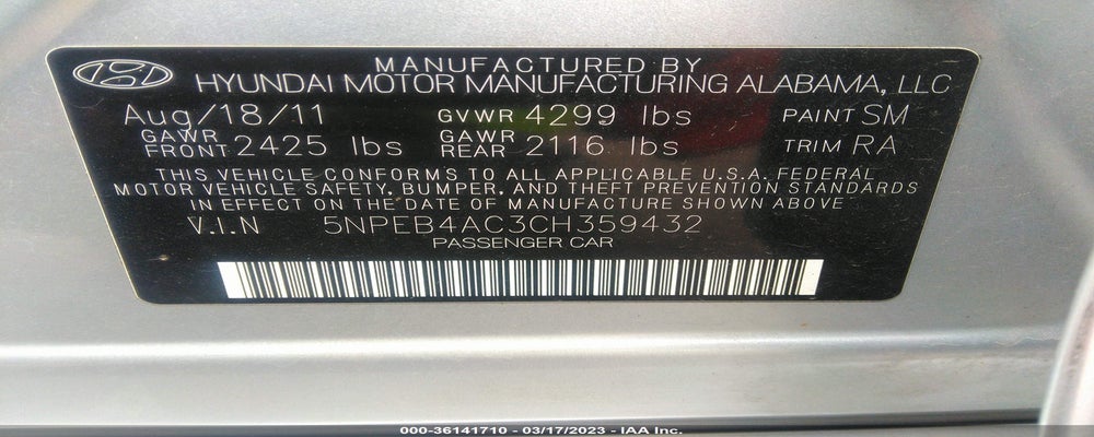 5NPEB4AC3CH359432 2012 HYUNDAI SONATA photo no. 9