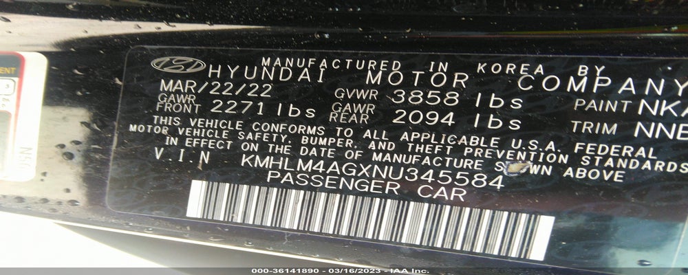 KMHLM4AGXNU345584 2022 HYUNDAI ELANTRA photo no. 9