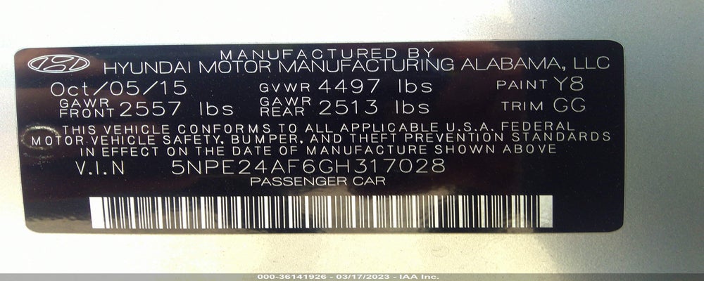 5NPE24AF6GH317028 2016 HYUNDAI SONATA photo no. 9