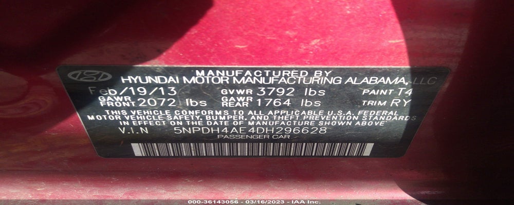 5NPDH4AE4DH296628 2013 HYUNDAI ELANTRA photo no. 9
