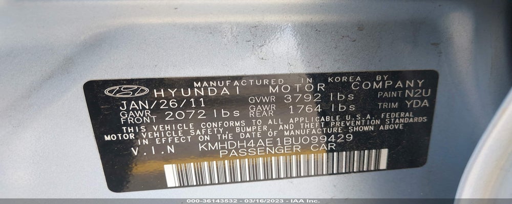KMHDH4AE1BU099429 2011 HYUNDAI ELANTRA photo no. 9