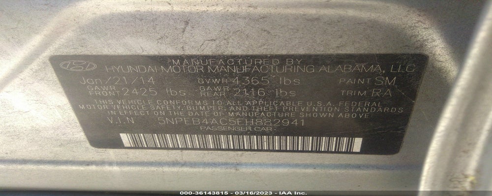 5NPEB4AC5EH882941 2014 HYUNDAI SONATA photo no. 9
