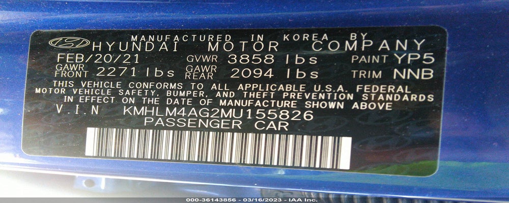 KMHLM4AG2MU155826 2021 HYUNDAI ELANTRA photo no. 9