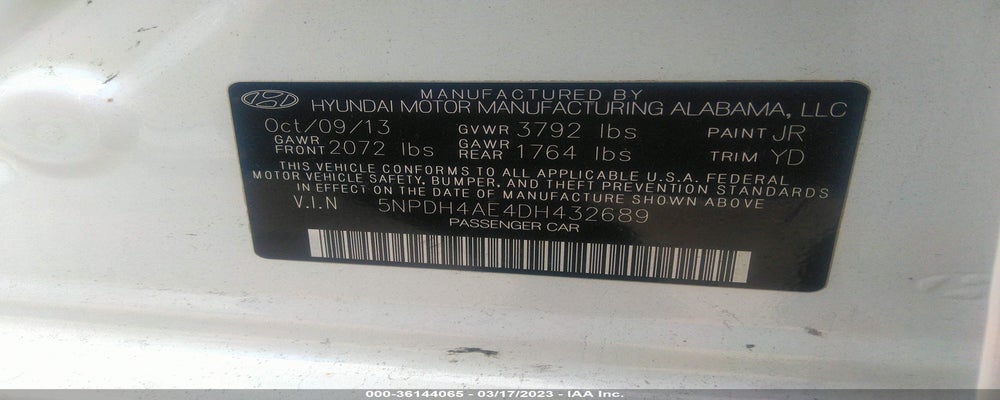 5NPDH4AE4DH432689 2013 HYUNDAI ELANTRA photo no. 9