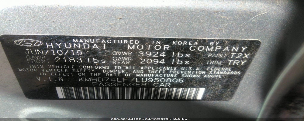 KMHD74LF7LU950806 2020 HYUNDAI ELANTRA photo no. 9