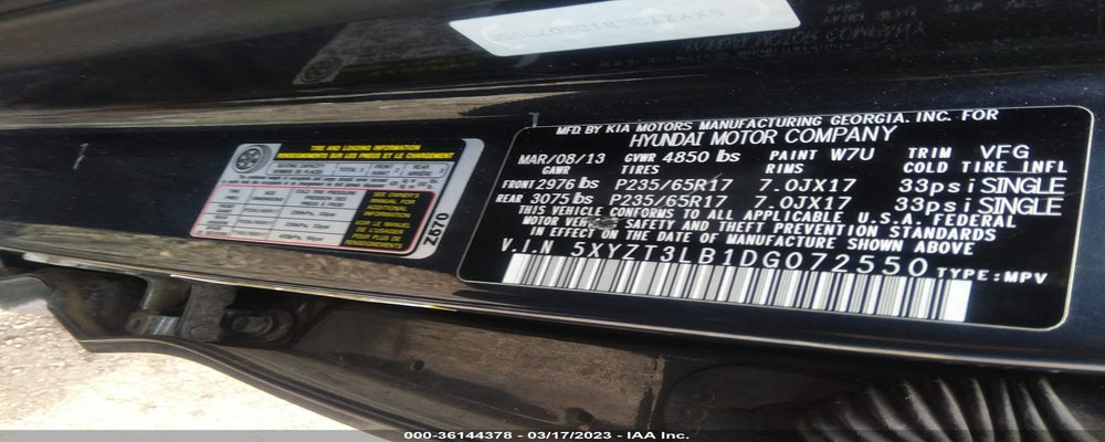 5XYZT3LB1DG072550 2013 HYUNDAI SANTA FE photo no. 9