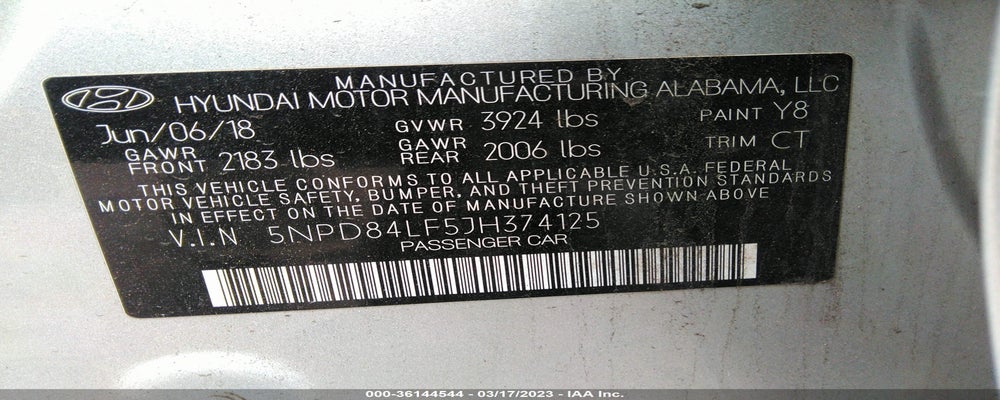 5NPD84LF5JH374125 2018 HYUNDAI ELANTRA photo no. 9