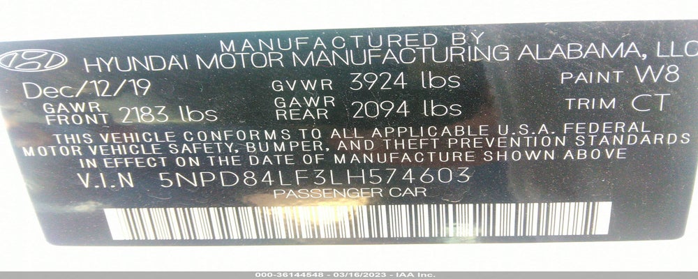 5NPD84LF3LH574603 2020 HYUNDAI ELANTRA photo no. 9