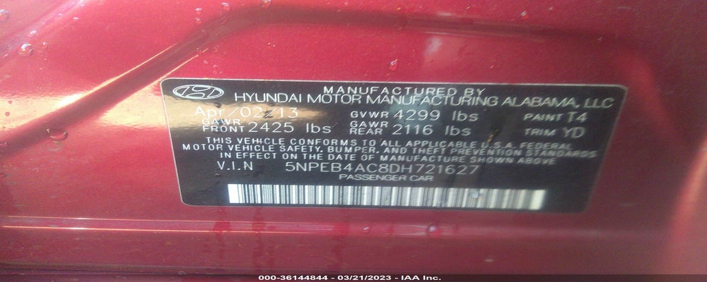 5NPEB4AC8DH721627 2013 HYUNDAI SONATA photo no. 9