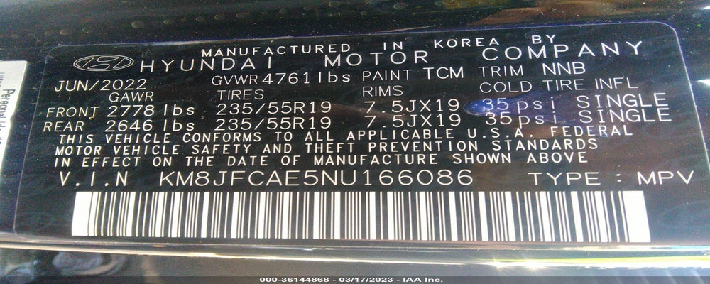 KM8JFCAE5NU166086 2022 HYUNDAI TUCSON photo no. 9