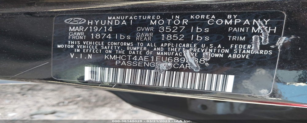 KMHCT4AE1EU689838 2014 HYUNDAI ACCENT photo no. 9