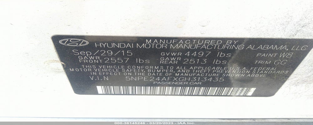 5NPE24AFXGH313435 2016 HYUNDAI SONATA photo no. 9