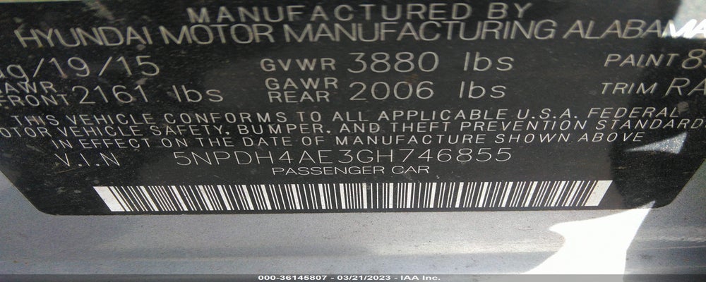 5NPDH4AE3GH746855 2016 HYUNDAI ELANTRA photo no. 9