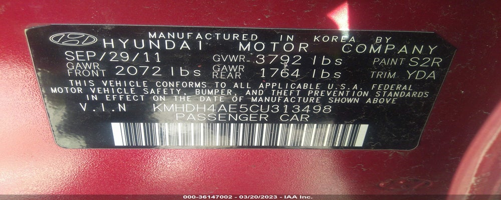 KMHDH4AE5CU313498 2012 HYUNDAI ELANTRA photo no. 9