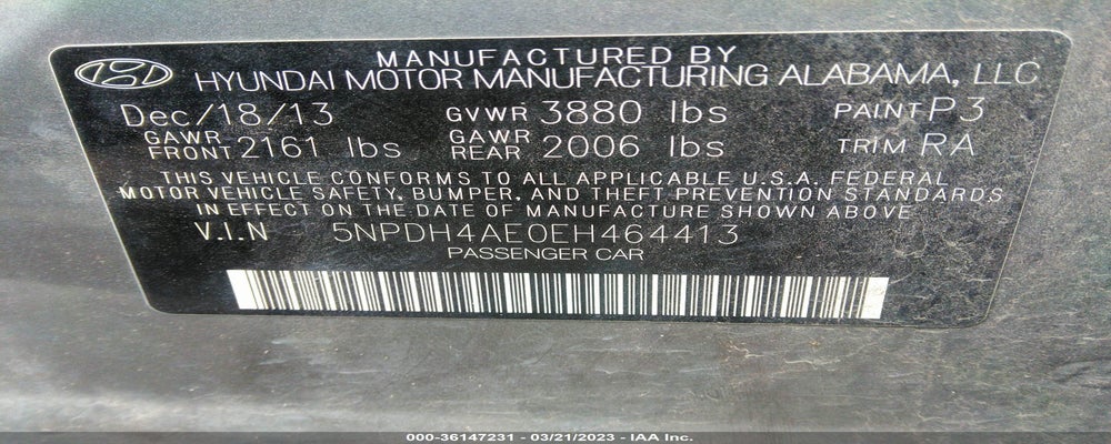 5NPDH4AE0EH464413 2014 HYUNDAI ELANTRA photo no. 9