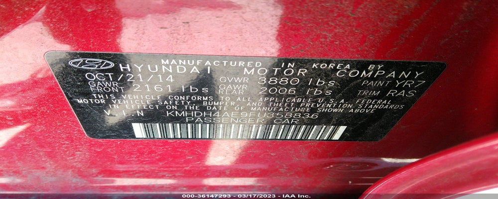 KMHDH4AE9FU358836 2015 HYUNDAI ELANTRA photo no. 9