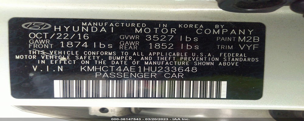 KMHCT4AE1HU233648 2017 HYUNDAI ACCENT photo no. 9