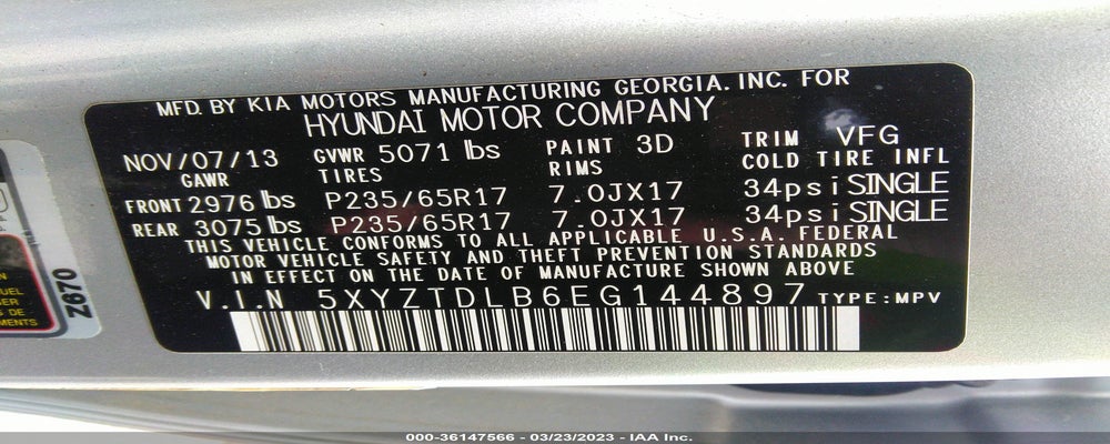 5XYZTDLB6EG144897 2014 HYUNDAI SANTA FE SPORT photo no. 9